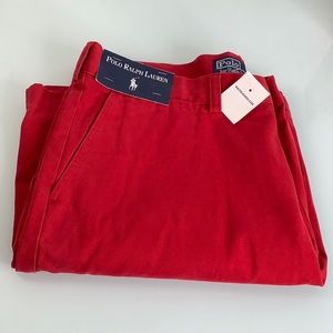 Polo Ralph Laure Classic Polo Chino Ralph red Flat front shorts men SZ 35 NWT